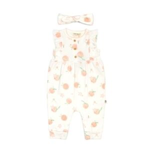 Baby Girls Jumpsuit and Headband Set , Gray , 3-6 months